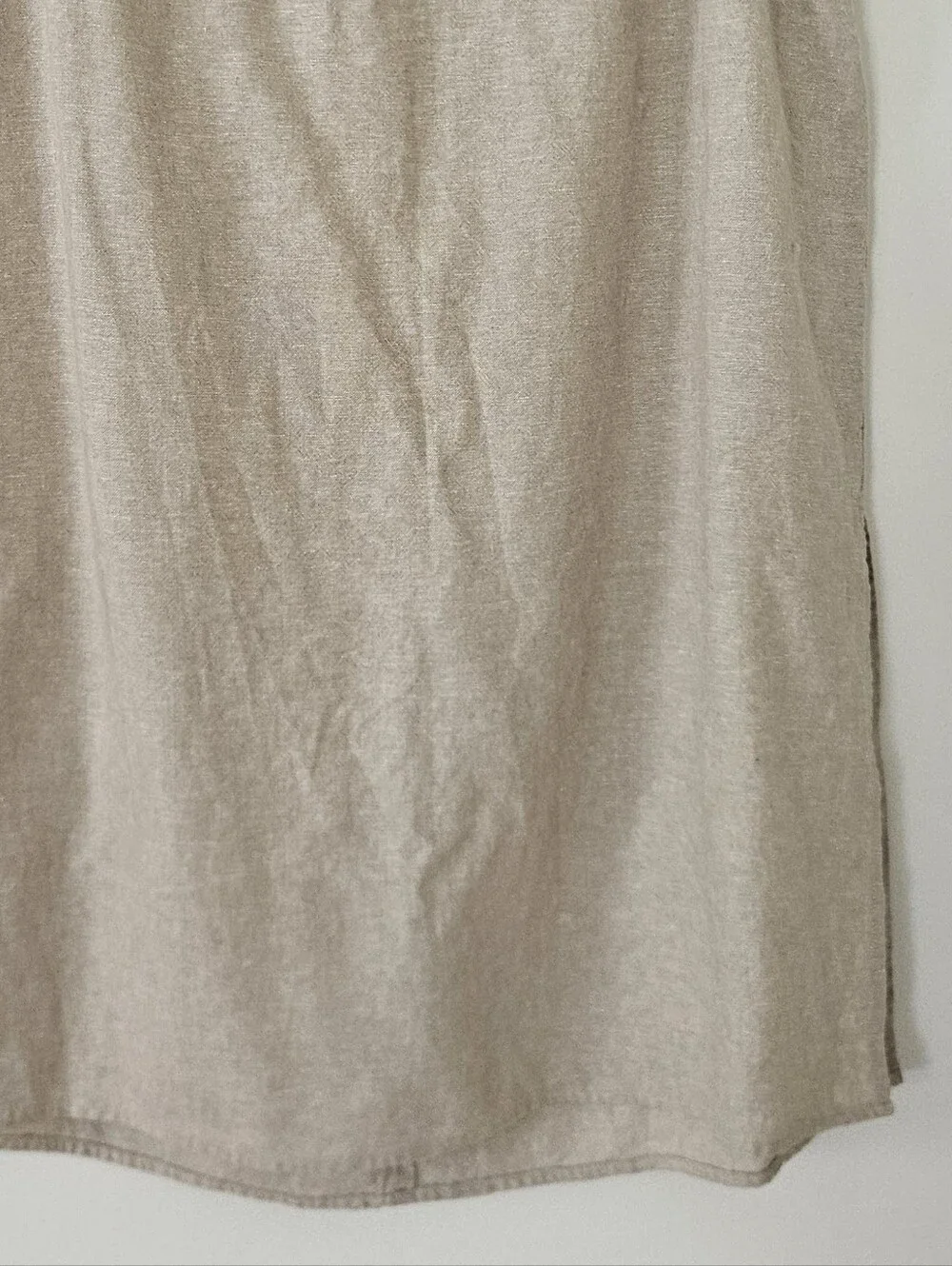 Old Navy Womens Skirt L Midi Linen Blend Coastal Beige Neutral Summer Minimalist